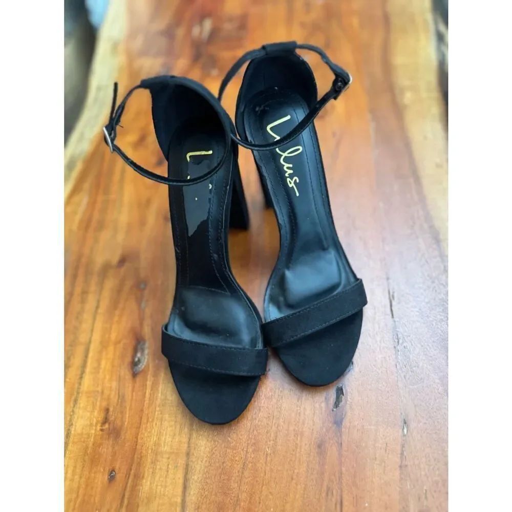Lulus Audrina Black Suede Ankle Strap Heels